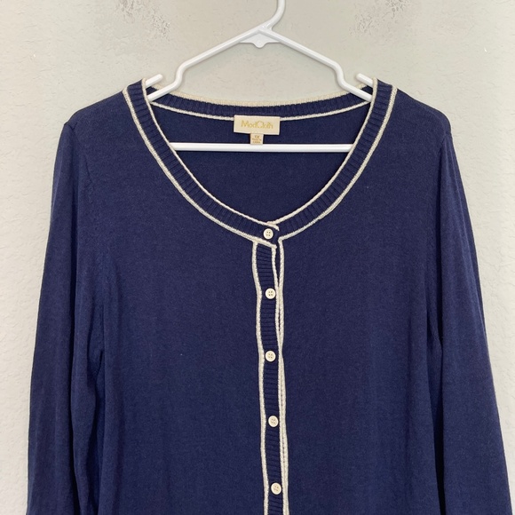 Modcloth Cardigan Sweater Women's 1X Blue Button Front Knit Cotton Casual - Picture 2 of 10